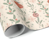 Kreative, elegante Retro-rote Streifen Wintergrün Geschenkpapier (Rolleneckpunkt)