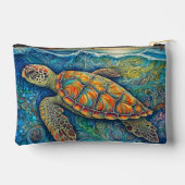 Kreative Farben Schwimmen Tortoise Illustration Zubehörtasche (Rückseite)