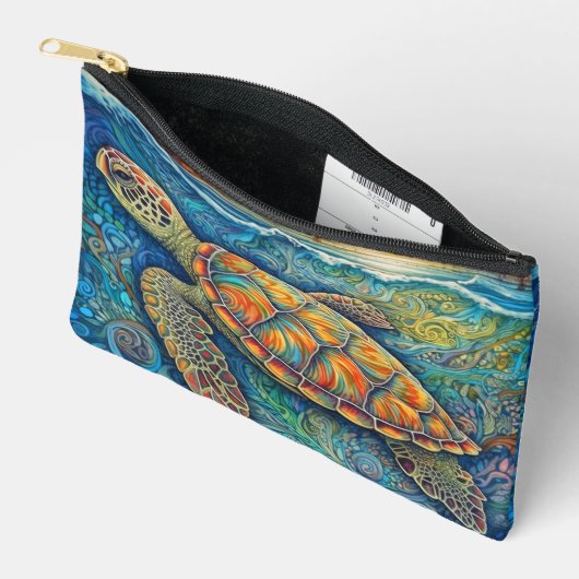 Kreative Farben Schwimmen Tortoise Illustration Zubehörtasche (Offen)