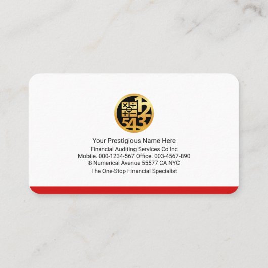 Kreative Finanzbuchhaltungsnummern Visitenkarte (Rückseite)
