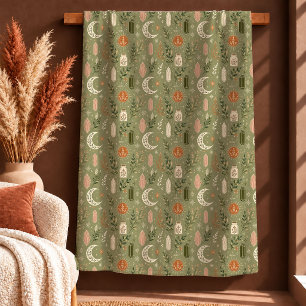 Kreative Herbst verbrannte Orange Salbei Boho Deck Fleecedecke