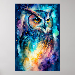 Kreative Illustration einer sitzenden Eule Poster