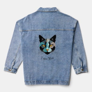 Kreative Katzenkopf Illustration Jeansjacke