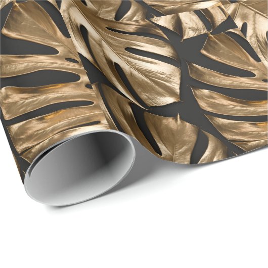 Kreative Monstera-Blätter, schwarzer Hintergrund. Geschenkpapier (Rolleneckpunkt)