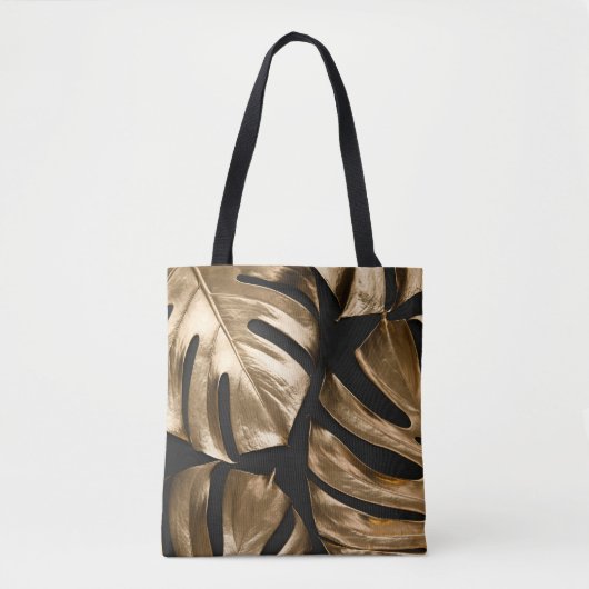 Kreative Monstera-Blätter, schwarzer Hintergrund. Tasche (Vorderseite)