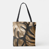 Kreative Monstera-Blätter, schwarzer Hintergrund. Tasche (Rückseite)