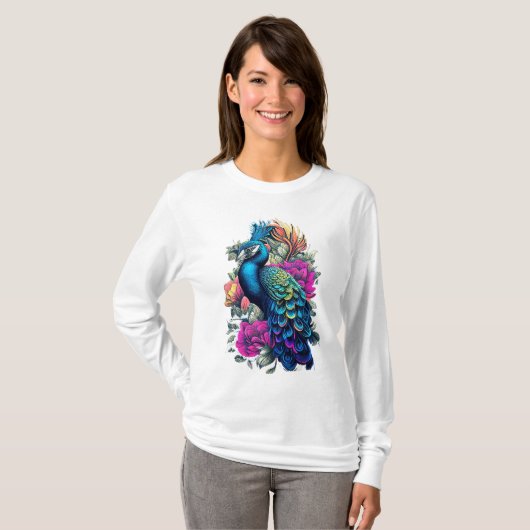 kreative Pfauengestaltung für Frauen T-Shirt (Vorne ganz)