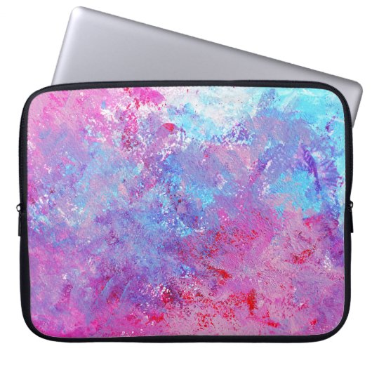 Kreative pink-blaue Textur, Farbflecken. Laptopschutzhülle (Vorderseite)