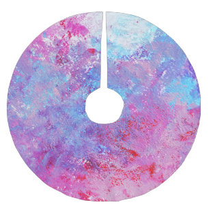 Kreative pink-blaue Textur, Farbflecken. Polyester Weihnachtsbaumdecke
