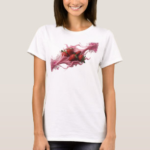 Kreative rosa abstrakte Erdbeeren tragbare Kunst T-Shirt