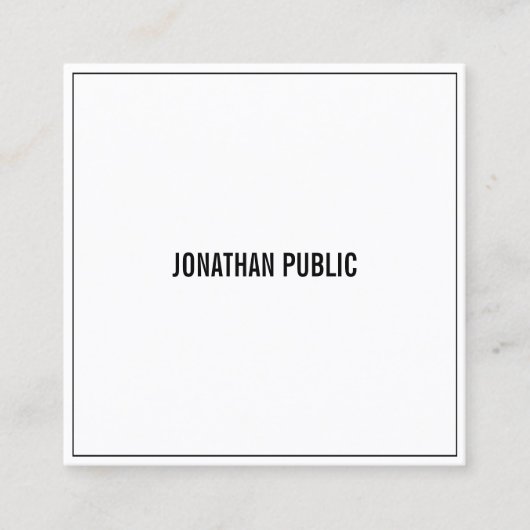Kreative Schwarz-weiße Minimalistische Moderne Ein Quadratische Visitenkarte (Vorderseite)