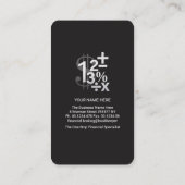 Kreative Silber-Zahlen Buchführung Visitenkarte (Rückseite)