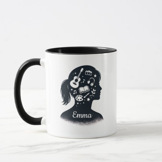 Kreative Silhouette des Geistes | Personalisierte Tasse (Links)