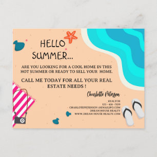 Kreative Sommer-Immobilienmarketing-Werbung Postkarte