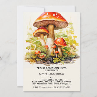 Kreative Sprouting Pilze Kunst Geburtstagsparty Einladung