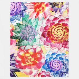 Kreative Sukkuläre Pflanze Künstlerische Wasserfar Fleecedecke