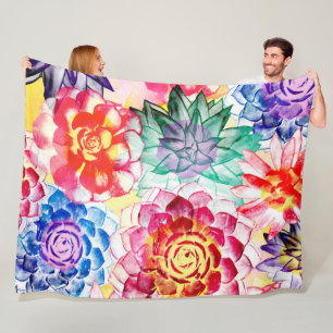 Kreative Sukkulentenpflanzen Artsy Aquarell Fleecedecke