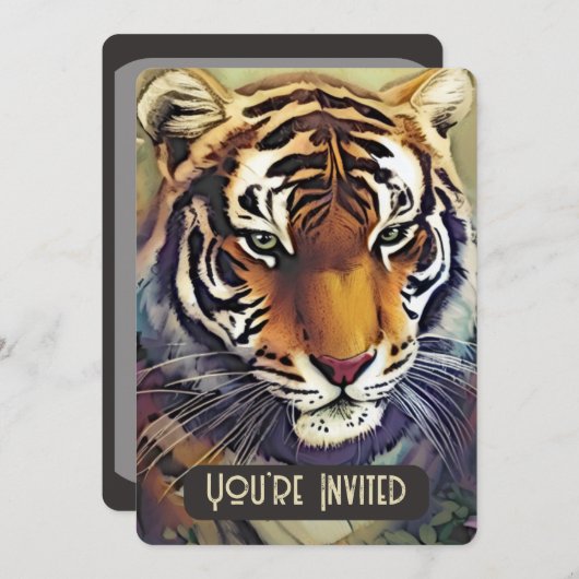 Kreative Tiger-Einladung mit QR-Code Einladung (Vorne/Hinten)