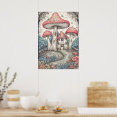 Kreative Vintage Pilzwälder Poster (Küche)