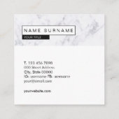 Kreative weißes Quadrat-MarmorierungVisitenkarten Quadratische Visitenkarte (Rückseite)