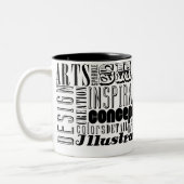 Kreative Wörter Zweifarbige Tasse (Links)