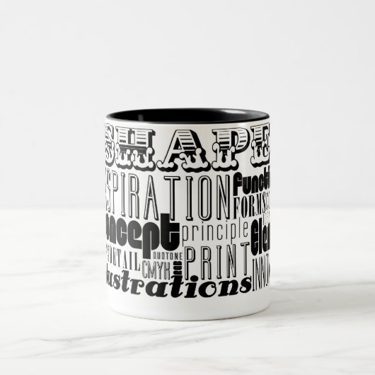 Kreative Wörter Zweifarbige Tasse (Mittel)