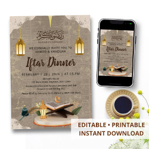 Kreativer 3D-Koran und Laterne Ramadan-Iftar Einladung