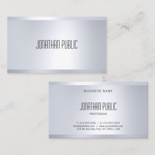 Kreativer Glamour Silver Look Elegant Modernes, Sc Visitenkarte (Vorne/Hinten)