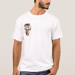 Kreativer Künstlerhirsch mit Baskenmütze, Pinsel T-Shirt