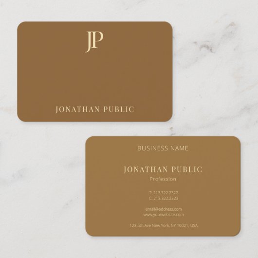 Kreativer moderner schlichter Goldmonogramm-Text Visitenkarte (Vorne/Hinten)