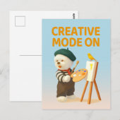 Kreativer Modus Ein: Maler Bichon-Hund Künstler Ku Postkarte (Vorne/Hinten)