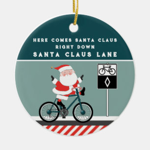 Kreativer Radfahrer fährt Weihnachten 2023 Keramik Ornament