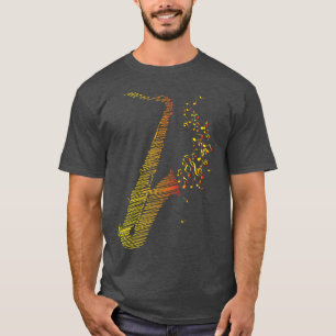 Kreativer Saxophon-Kunst Orange Mix T-Shirt