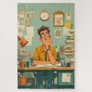 Kreativer Schriftsteller in einem hektischen Büro Puzzle