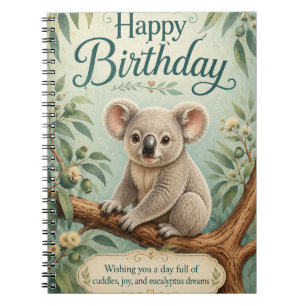 Kreativer Titel Süßer Koala Eukalyptus Geburtstag Notizblock