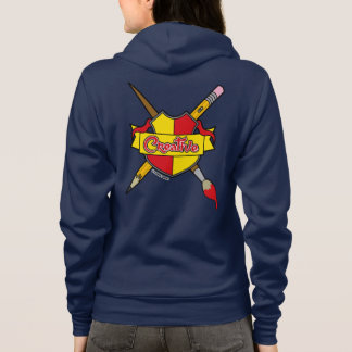 Kreativer Wappen-Schrägstrich-Grafik-Reißverschlus Hoodie