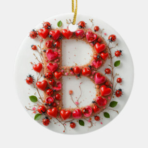Kreatives Alphabet Buchstabe B mit Herzformen Keramik Ornament