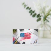 Kreatives amerikanisches Flag Art Design Visitenkarte (Stehend Vorderseite)