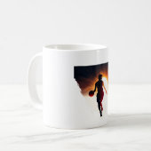 Kreatives Basketballdesign - Spieler, Schuhe und B Kaffeetasse (Vorderseite Links)