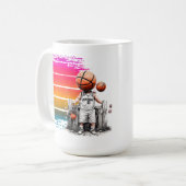 Kreatives Basketballdesign - Spieler, Schuhe und B Kaffeetasse (Vorderseite Links)