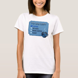 Kreatives Blau COFFEE ZUERST RETTE DIE WELT Grafik T-Shirt