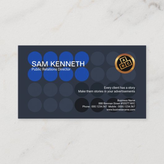 Kreatives Blau punktiert Visitenkarte (Vorderseite)