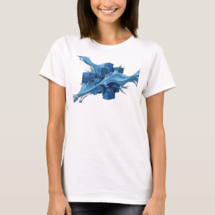 Kreatives Blaues Abstractes Würfel-Design T-Shirt