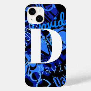 Kreatives blaues Monogramm Case-Mate iPhone 14 Hülle