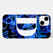Kreatives blaues Monogramm Case-Mate iPhone Hülle (Rückseite (Horizontal))