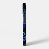 Kreatives blaues Monogramm iPhone Hülle (Linke Seite)