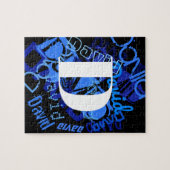 Kreatives blaues Monogramm Puzzle (Horizontal)