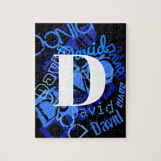 Kreatives blaues Monogramm Puzzle (Vertikal)