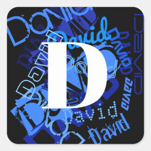 Kreatives blaues Monogramm Quadratischer Aufkleber