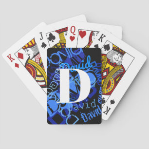 Kreatives blaues Monogramm Spielkarten